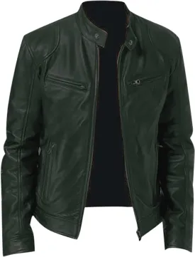 Ymosrh Fashion Jackets for Men Autumn and Winter Men's Casual Solid Color Long-Sleeved Slim Leather Mens Jackets