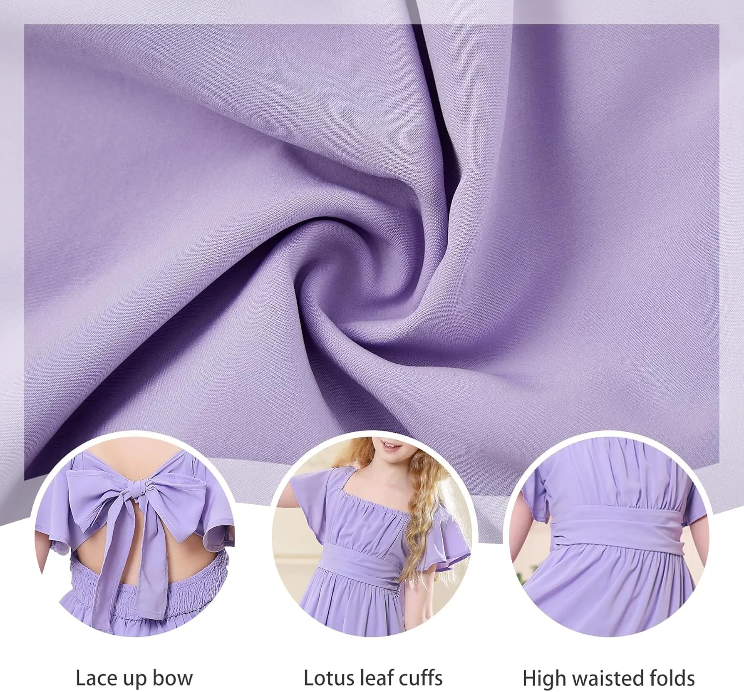 Zando Girls Dresses Tie Back Dress for Girls Ruffle Short Sleeve Dresses Tween Kids Off Shoulder Junior Dress 6-16 Years